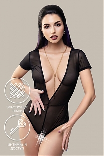 Эротическое боди Waname Abandon с короткими рукавами черное (XL/XXL)