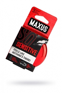 Презервативы MAXUS SENSITIVE ультратонкие в металлическом кейсе — 3 штуки