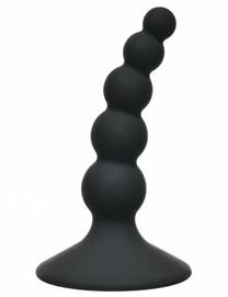 Анальная пробка Ribbed Plug черная (длина — 10,5 см, диаметр — 2,4 см)