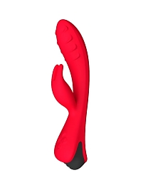 Вибратор Lepus с клиторальным отростком красный — 8 режимов вибрации (длина — 21,2 см, диаметр — 3,4 см)