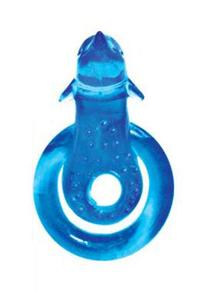 Виброкольцо эрекционное двойное Dolphin голубое — 7 режимов вибрации