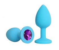 Пробка анальная голубая, цвет кристалла фиолетовый (длина — 9,5 см, диаметр — 4 см)
