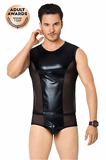 Костюм сетка-wetlook SoftLine Collection мужской из майки и шортов (M/L)