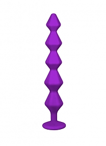 Анальная цепочка Chummy фиолетовая с прозрачным кристаллом (длина — 16,0 см, диаметр — 3,5 см)