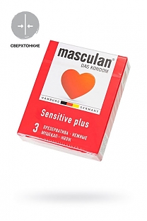 Презервативы Masculan sensitive plus, нежные, 18,5 см, 5,3 см, 3 шт.
