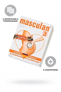 Презервативы Masculan ultra 3, продлевающие, 19 см, 5,3 см, 3 шт.