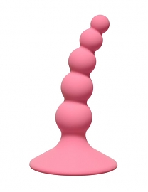 Анальная пробка Ribbed Plug розовая (длина — 10,5 см, диаметр — 2,4 см)