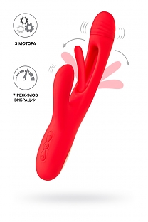 Вибратор JOS Patti с двигающимся язычком красный — 7 режимов вибрации и 7 режимов работы язычка (длина — 24,0 см, диаметр — 3,8 см)