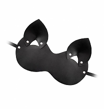 Маска Штучки-дрючки «Кошка», закрытая, кожа, черная