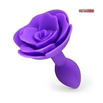 Пробка анальная с ограничителем в форме розы  фиолетовая (длина — 8,0 см, диаметр — 3,0 см)