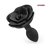 Пробка анальная с ограничителем в форме розы черная (длина — 8,0 см, диаметр — 3,0 см)