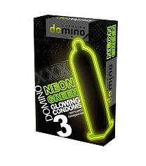 Презервативы Domino Neon Green светящиеся в темноте —  3 штуки