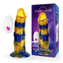 Вибромассажёр MAGIC HERO, золото/синий, 10 реж. вибрации (длина - 21,5 см, диаметр - 5,2 см)