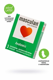 Презервативы Masculan Anatomic, анатомической формы, 18,5 см, 5,3 см, 3 шт