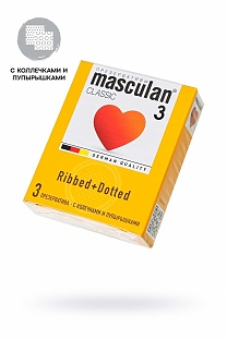 Презервативы Masculan classic 2, с пупырышками, 18,5 см, 5,3 см, 3 шт.