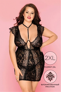 Нижнее платье и стринги Candy Girl Sasha, черный (2XL)
