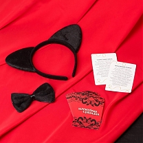 Эротический набор «Территория соблазна. Женщина-кошка» (ободок с ушками, галстук-бабочка, 10 карт с фантами)