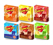 Презервативы I Love You... в ассортименте — 3 штуки