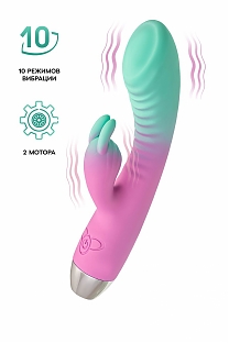 Вибратор для точки G с клиторальной стимуляцией, Flovetta ORCHID, мятно-розовый