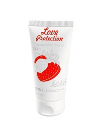 Съедобный лубрикант Love Protection со вкусом клубники (50 мл)
