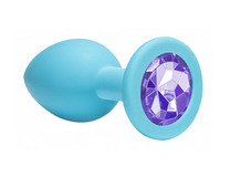 Анальная пробка Emotions Cutie Medium голубая с сиреневым кристаллом (длина — 8,0 см, диаметр — 3,3 см)