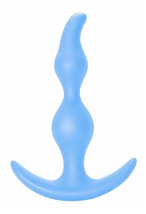 Анальная втулка рельефная Bent Anal Plug голубая (длина — 13,0 см, диаметр — 3,0 см)