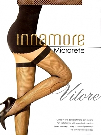 Чулки Innamore Microrete сетка с силиконовой полоской телесные