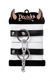 Оковы Pecado BDSM, натуральная кожа, бело-чёрные