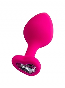 Пробка анальная розовая с черным кристаллом (длина — 8,0 см, диаметр — 3,5 см)